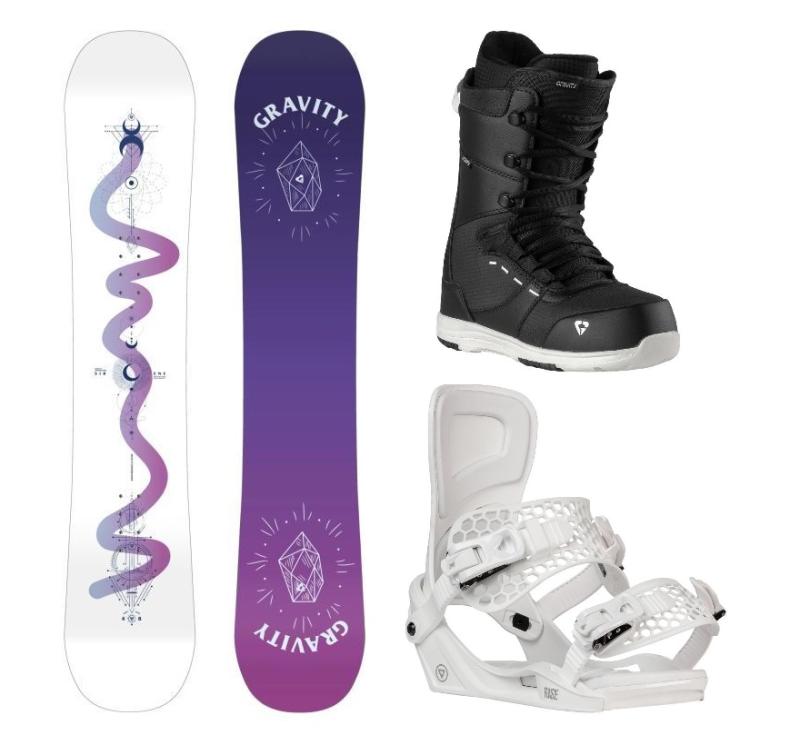Gravity Sirene White 24/25 snowboard + Gravity Rise white viazanie + Gravity Bliss black/white topánky + zľava 400,- na príslušenstvo