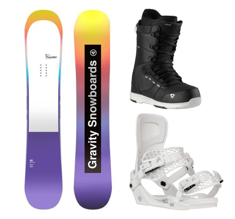 Gravity Thunder 24/25 snowboard + Gravity Rise white viazanie + Gravity Bliss black/white topánky + zľava 400,- na príslušenstvo