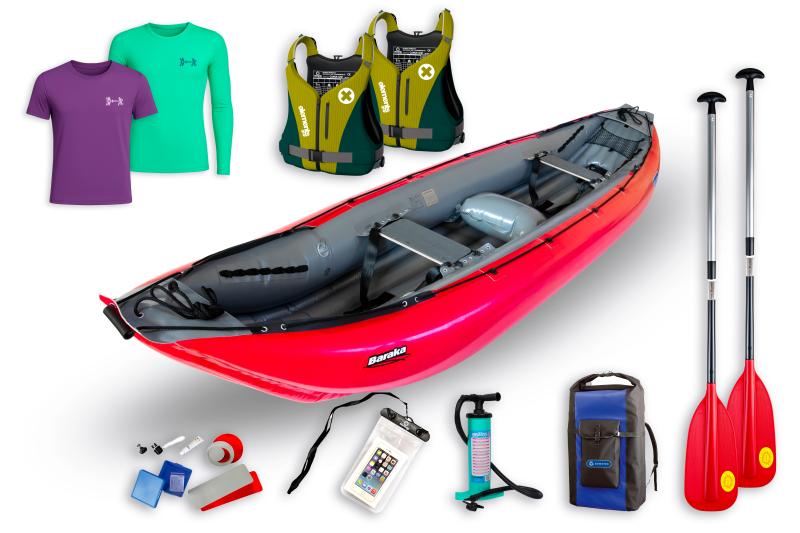 Gumotex Baraka SET - 2 nafukovacie kanoe (v cene setu: 2x veslo, 2x vesta, 2x tričko, pumpa, obal 100L, sada lepenia ) + zľava 1500,- na príslušenstvo