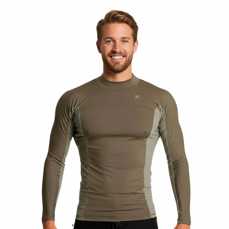 Levně Hurley Pánské lycrové triko CROSSING Paddle - L khaki