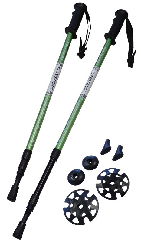 Kubisport Trekingové hole - 1 pár s příslušenstvím zelené