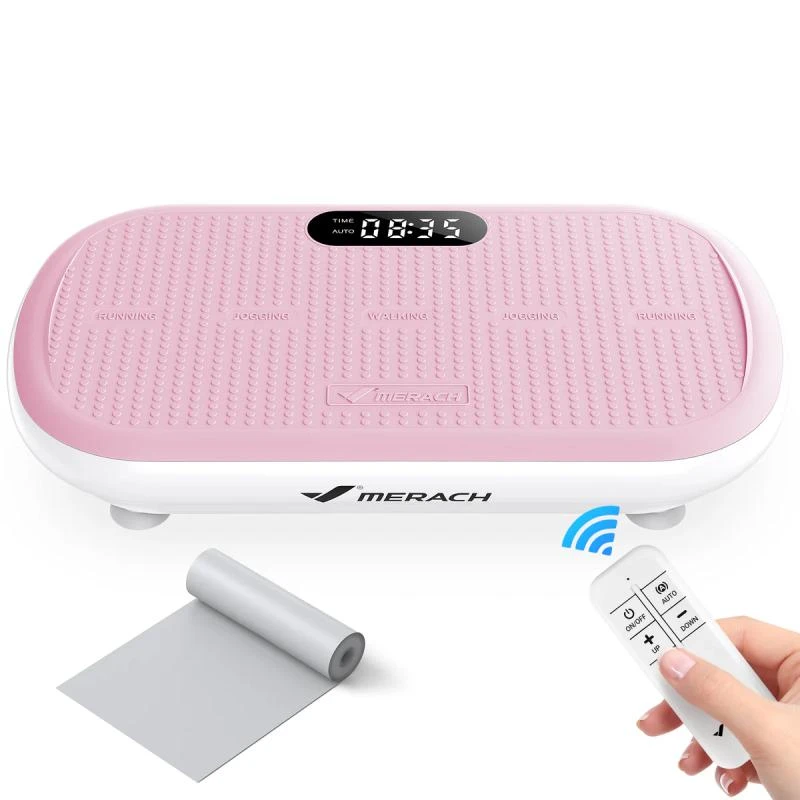 Levně Merach 2440 vibrační plošina, nosnost 200 kg, Bluetooth a 10 režimů, růžová