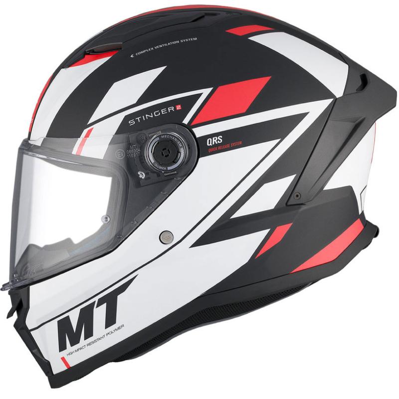 MT Helmets Integrálna prilba Stinger 2 Solid Zivze bielo-čierno-červená matná