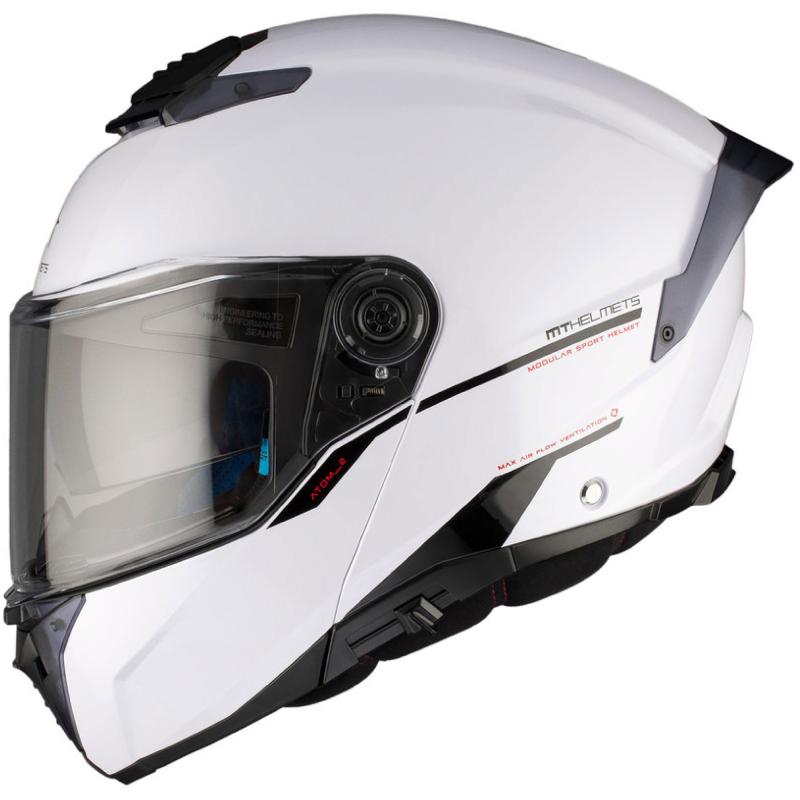 MT Helmets Vyklápěcí helma ATOM 2 SV SOLID A0 bílá lesklá + sleva 400,- na příslušenství