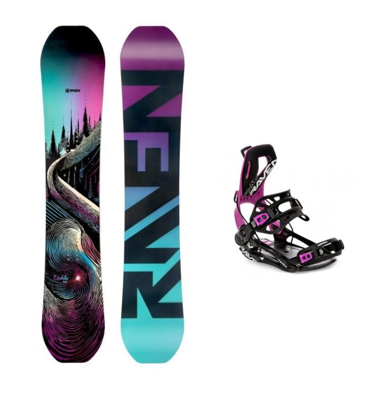 Raven Dahlia Carbon Mint/Pink dámsky snowboard + Raven Fastec FT360 black/fuchsia viazanie