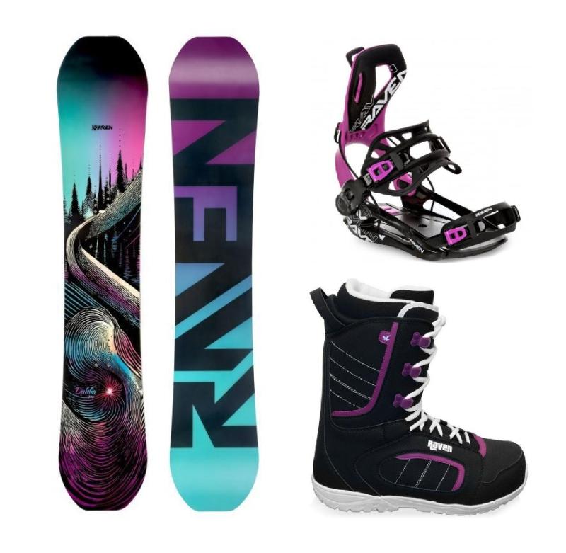 Raven Dahlia Carbon Mint/Pink dámsky snowboard + Raven Fastec FT360 black/fuchsia viazanie + Raven Diva topánky