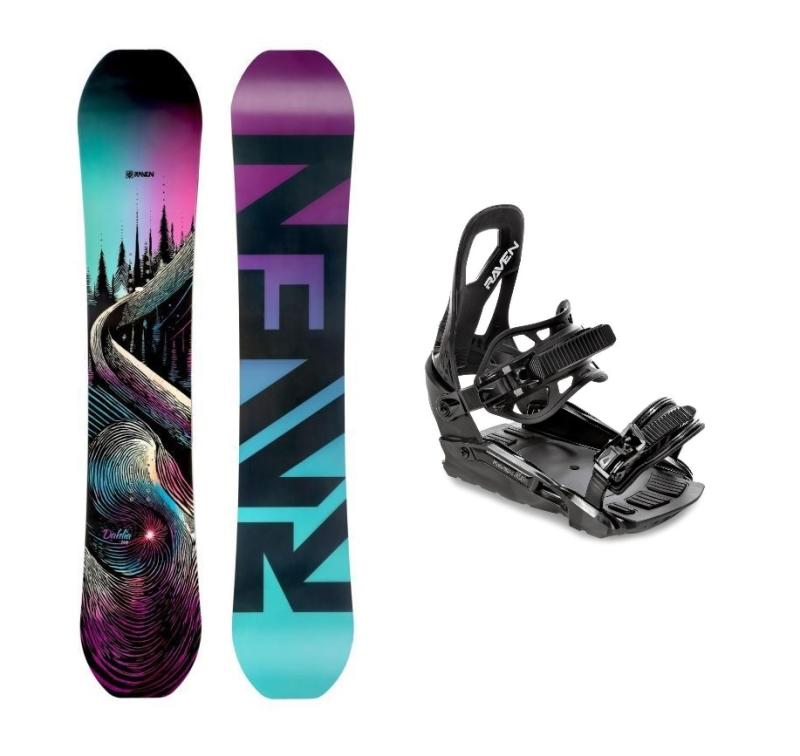 Raven Dahlia Carbon Mint/Pink dámský snowboard + Raven S230 Black vázání