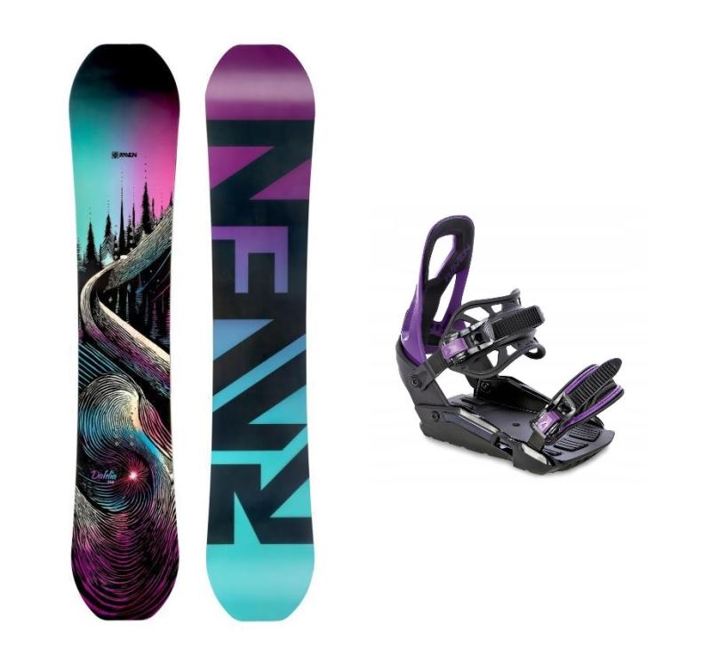Raven Dahlia Carbon Mint/Pink dámský snowboard + Raven S230 Black/violet vázání