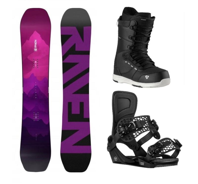 Raven Destiny snowboard + Gravity Rise black viazanie + Gravity Bliss black/white topánky