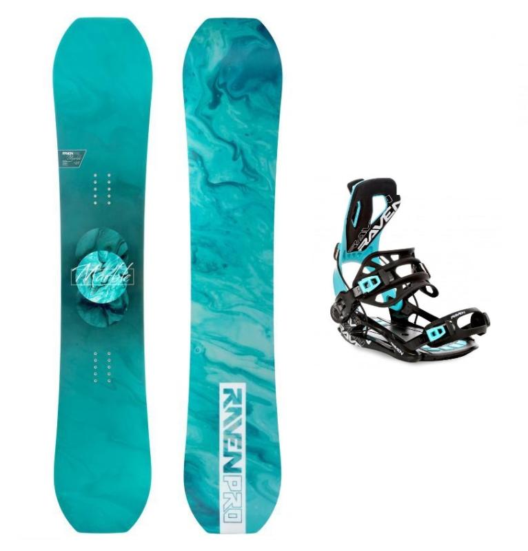 Raven PRO Marble Carbon Mint dámský snowboard + Raven Fastec FT360 black/mint vázání