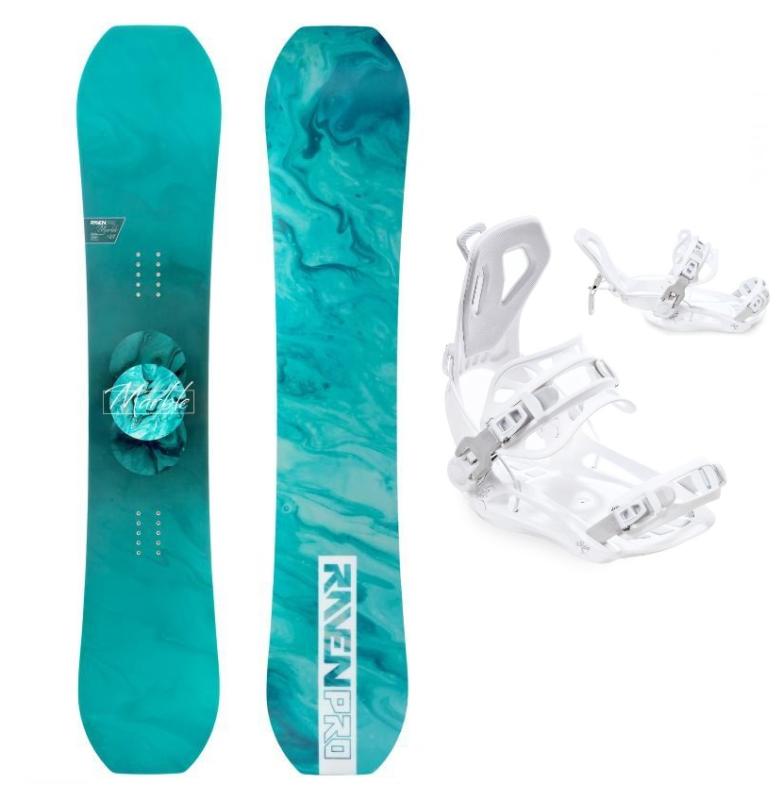 Raven PRO Marble Carbon Mint dámský snowboard + Raven Fastec FT360 white vázání