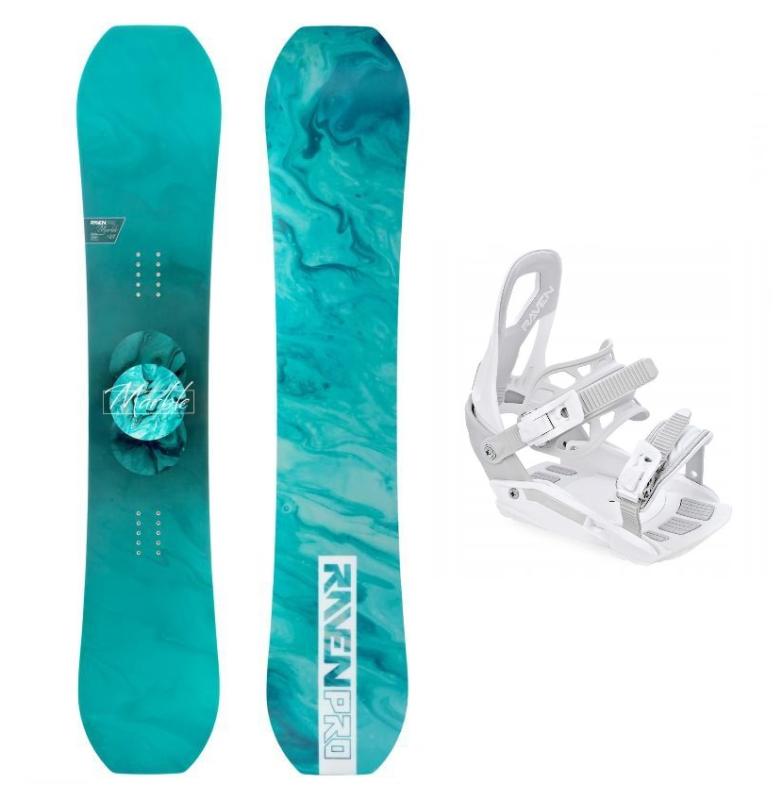 Raven PRO Marble Carbon Mint dámský snowboard + Raven S230 White vázání