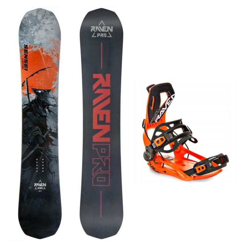 Raven PRO Sensei Carbon snowboard + Raven RAGE Fastec FT360 orange vázání + sleva 400,- na příslušenství