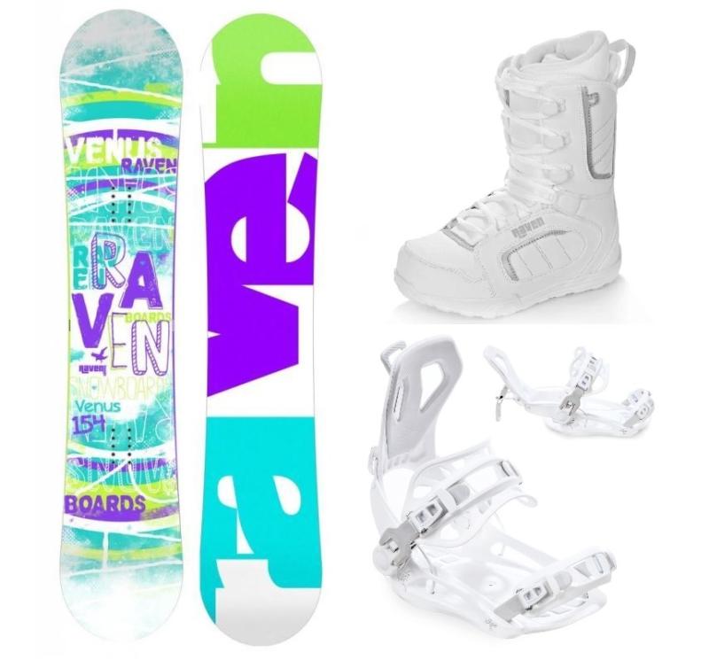 Raven Venus snowboard + Raven Fastec FT360 white vázání + Raven Pearl white boty