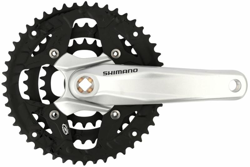 Shimano kliky Alivio FC-M431-S 170mm, 48x38x28 zubů, stříbrné, bez krytu, 9 speed, pro osu čtyřhran