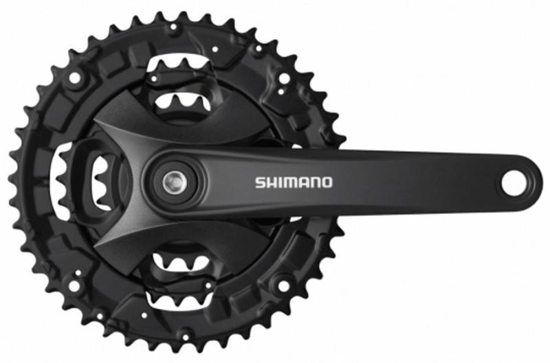 Shimano kľuky FC-MT100-L 175mm 40-30-22, čierne, bez krytu, 9 speed, pre os štvorec