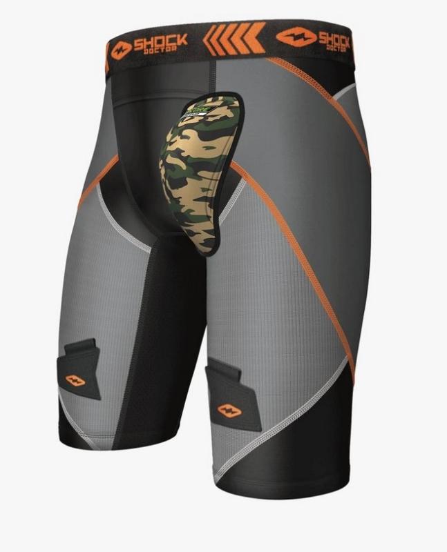 Shock Doctor 30160 čierne kompresné hokejové šortky s tvrdým X-Fit Cross suspenzorom