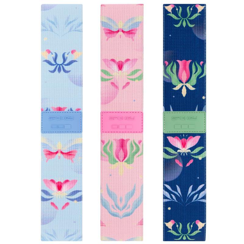 Spokey THE BLOOM BAND SET Sada 3 posilovacích textilních gum + obal