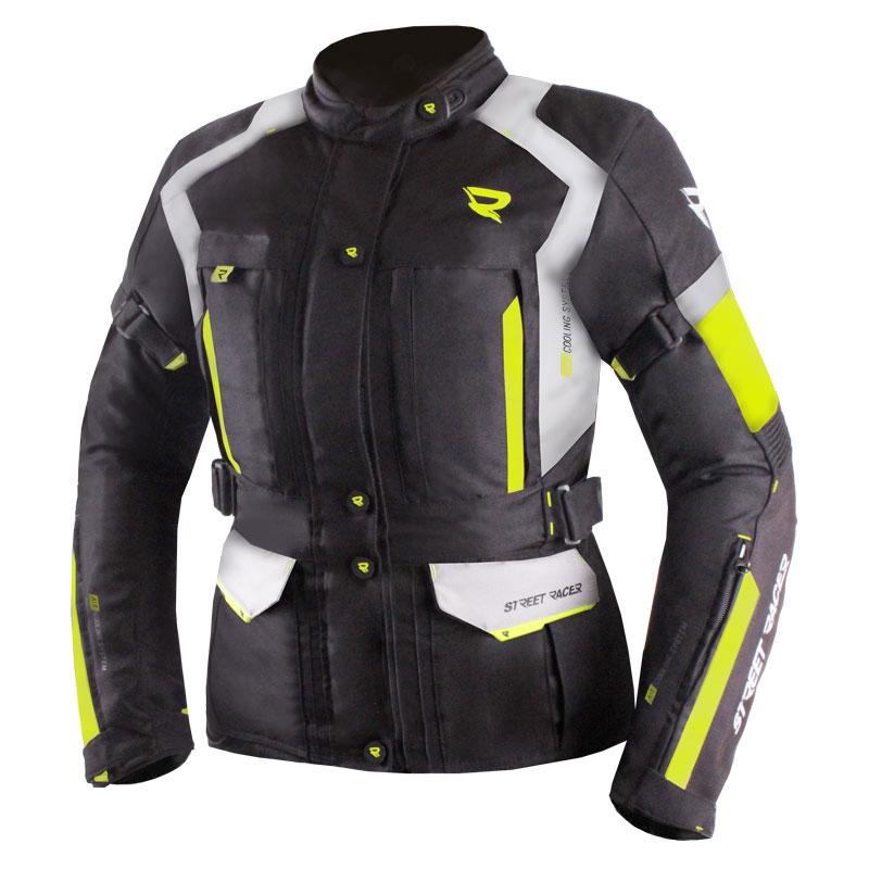 Street Racer Dámská bunda na motorku Hilax černo-šedo-fluo žlutá + sleva 400,- na příslušenství