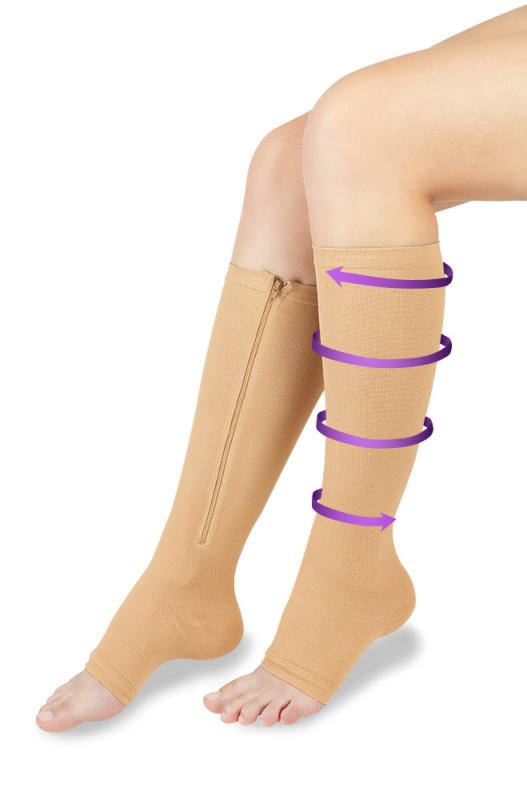 Wellife Kompresné pančuchy FIT so zipsom L-XL telovej farby