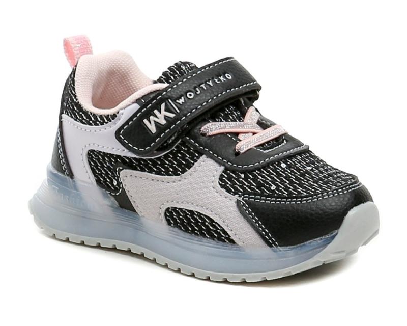 Wojtylko 1A26416 černo růžové polobotky s blikající podešví